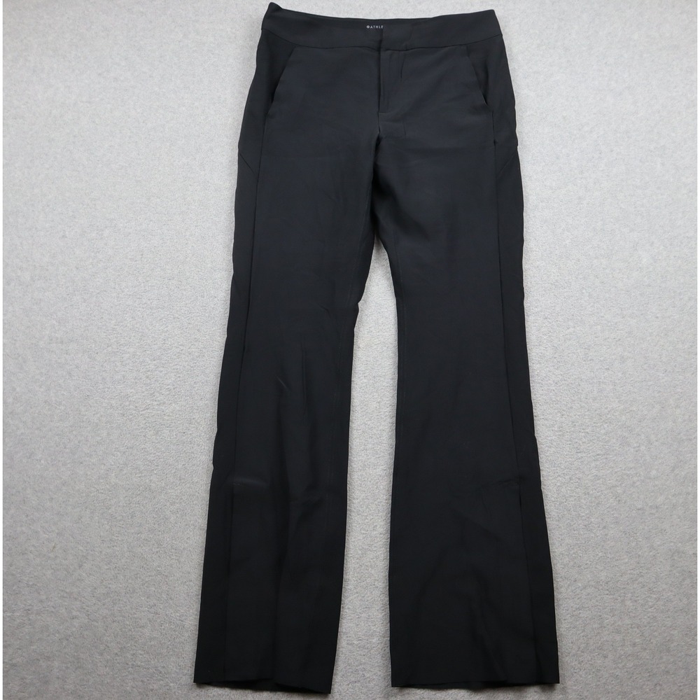 Athleta Trousers Womens 10 Stellar Flare Black Stretch Ankle Zip Travel Work